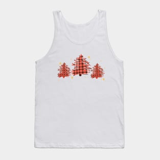 Pink and Red Buffalo Plaid Christmas Trees with Sparkles Tank Top